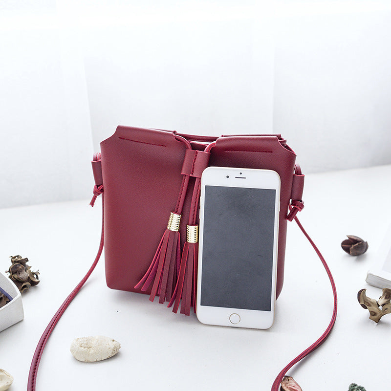 Women’s Tassel Mini Messenger Bag – Mobile Phone & Coin Purse