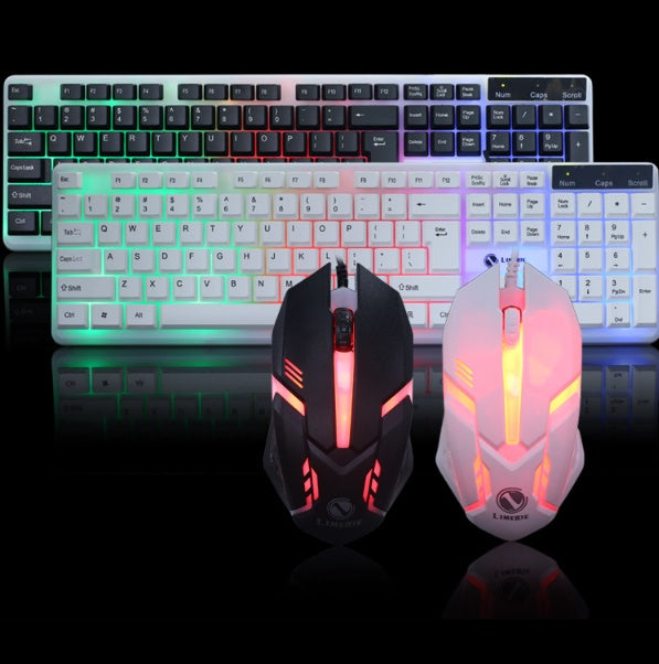 Backlit Keyboard & Mouse Combo – RGB Gaming Set, Adjustable DPI Mouse, Plug-and-Play USB