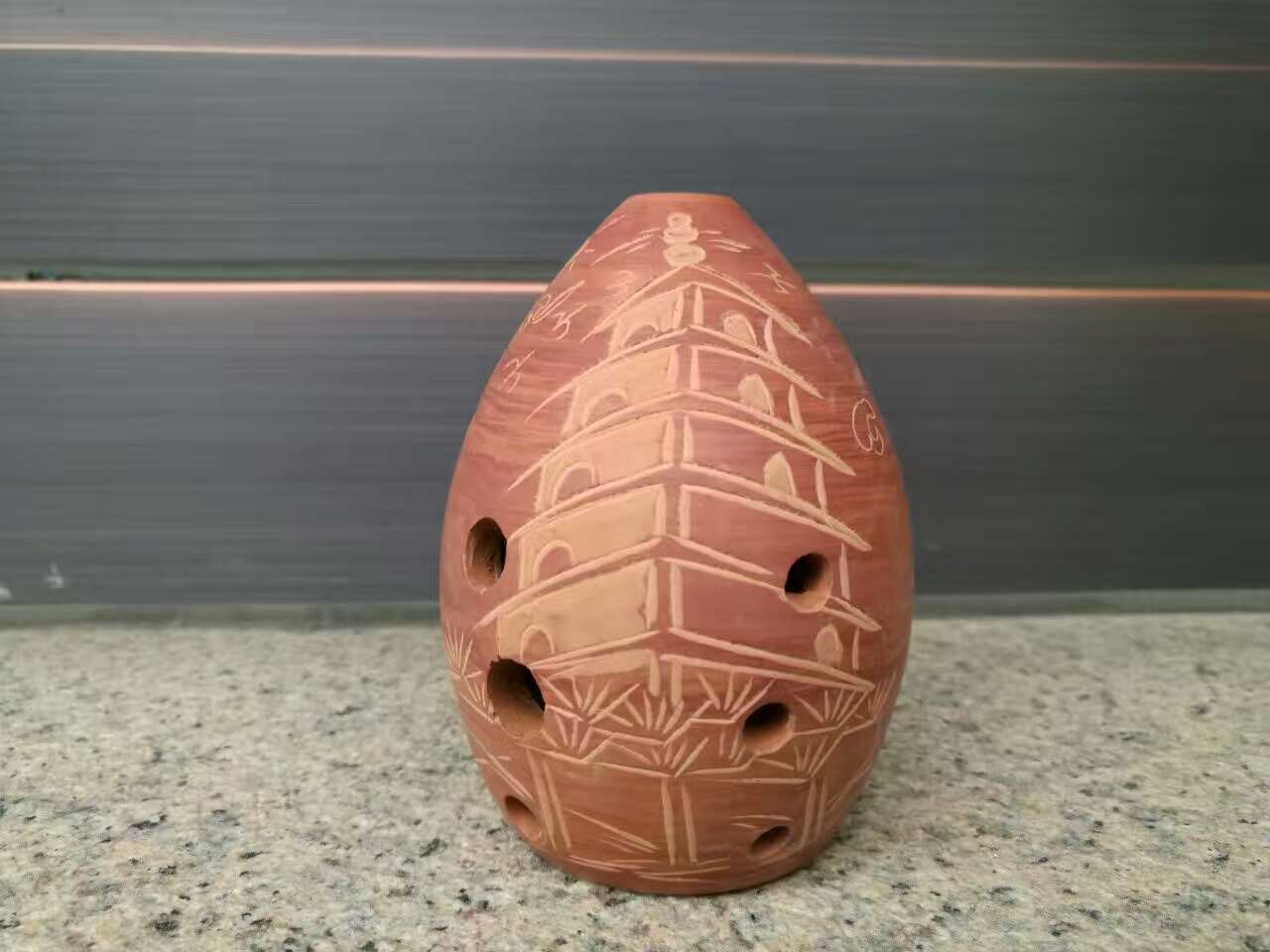 Nickel-Plated Eight-Hole Pear-Shaped Ancient Xun Musical Instrument with Seven Star Design