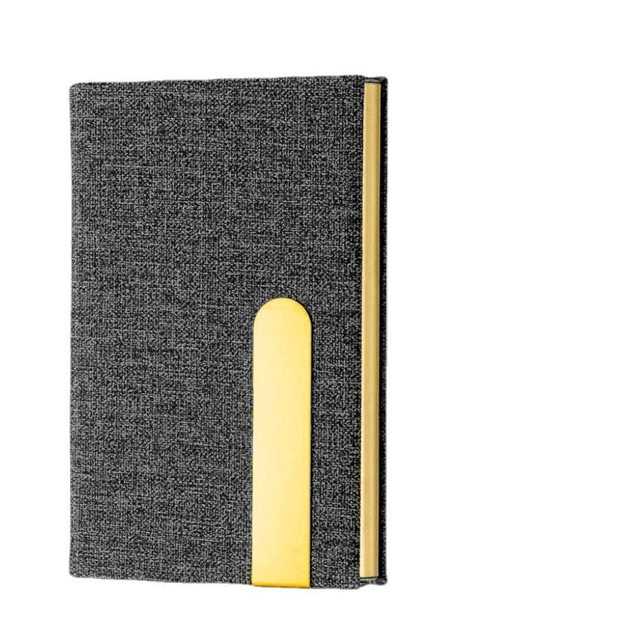 Men's Slim Gold Metal Card Holder Geometric Pattern