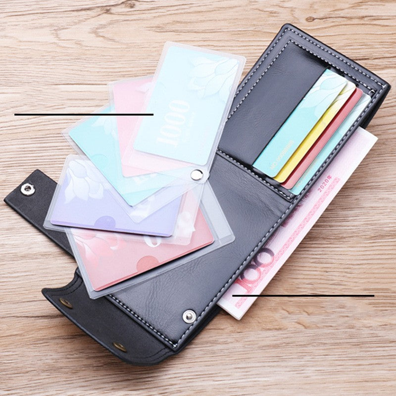 Mens Short Bi Fold Oil Wax Leather Money Clip Wallet