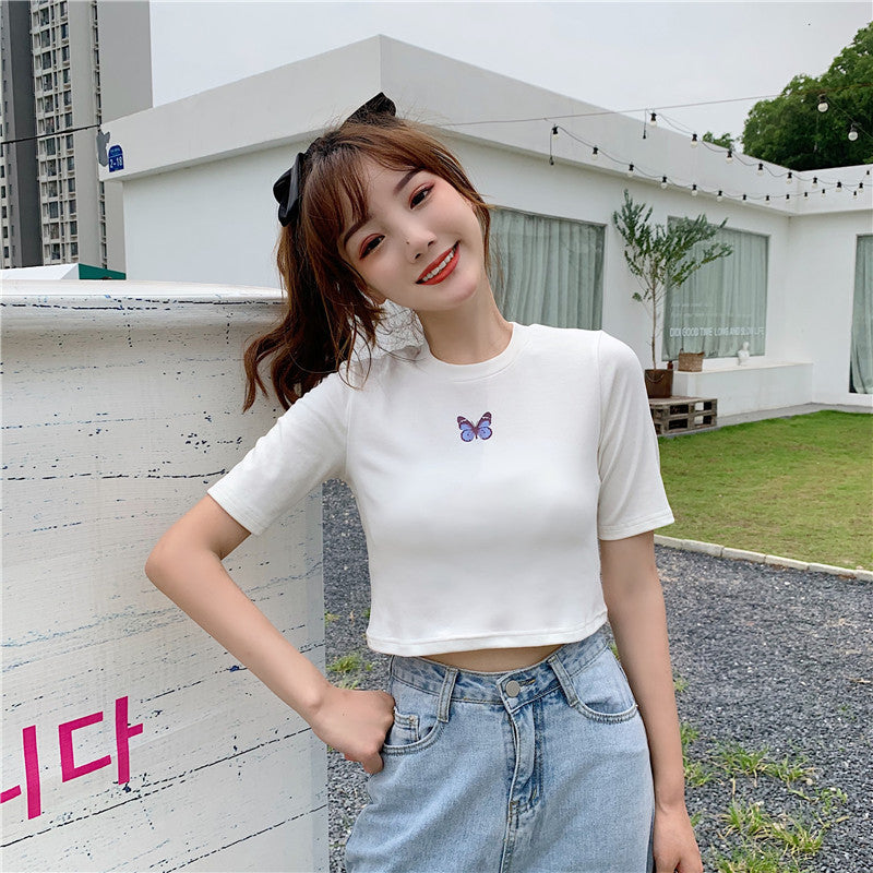 Trendy Short High-waist Slim-fit Crop Top