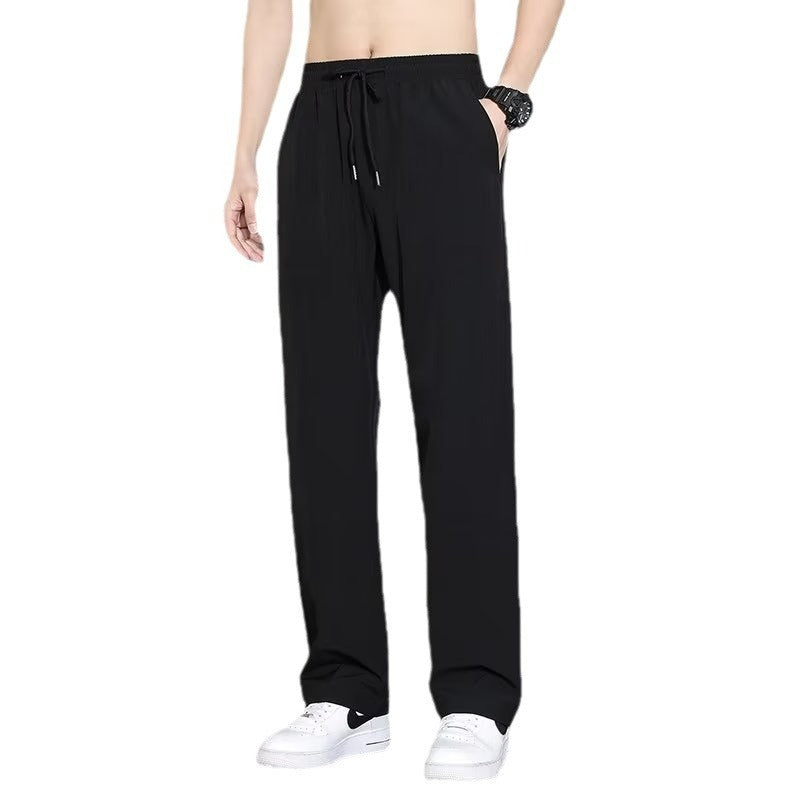 Men’s Straight Draping Elastic Waist Quick-Dry Casual Pants