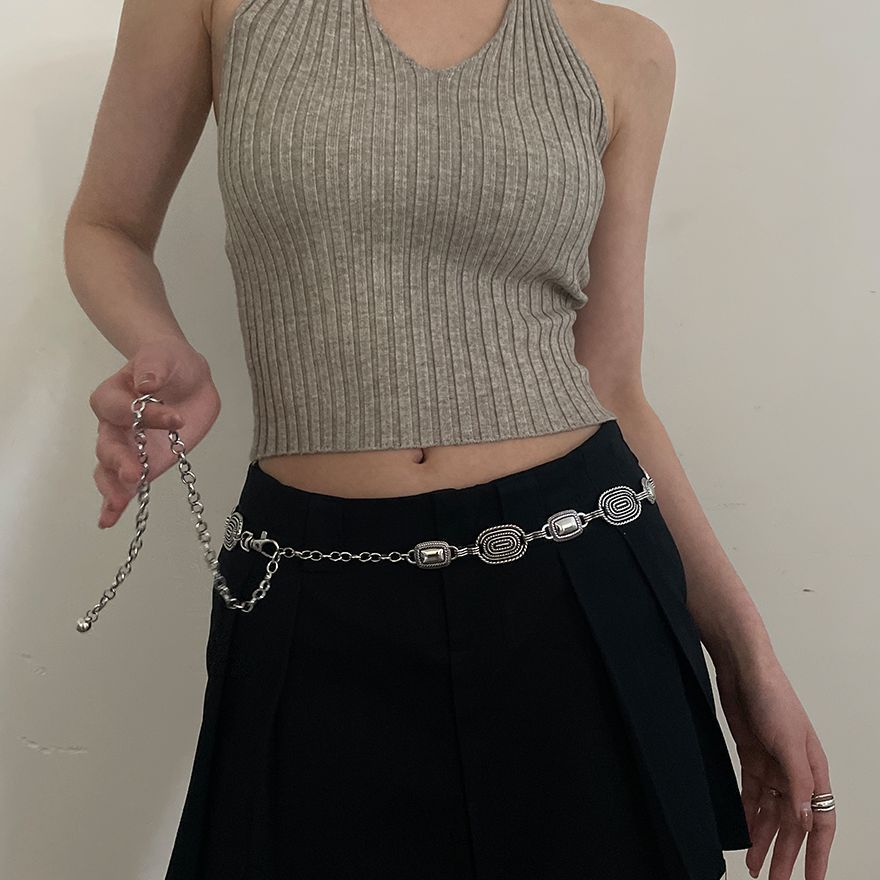 Retro Metal Womens Waist Chain Silver 108cm Regular