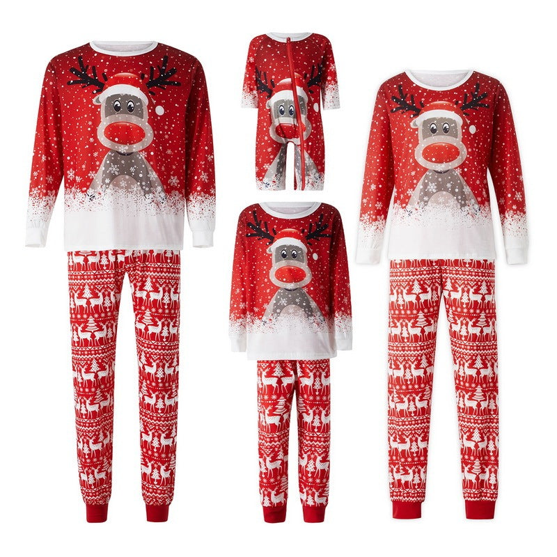 Christmas Print Long Sleeve Casual Parent-child Set