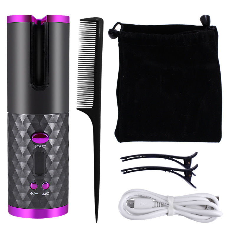 Rechargeable Automatic Hair Curler – LCD Ceramic Rotating Curling Iron