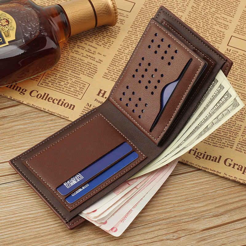 Men's Short Glossy Leather Wallet