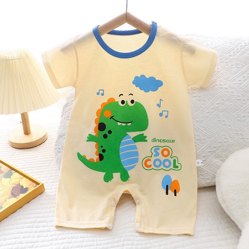 Cotton Summer New Korean Style Baby Boy Thin Women's Short-sleeved Children's Jumpsuit