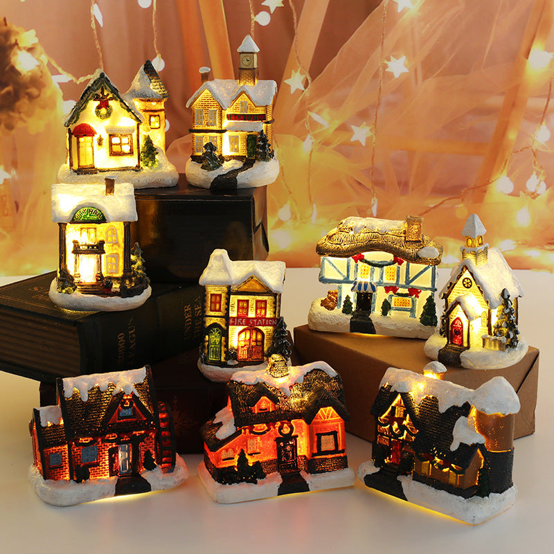 Christmas Small House Micro Landscape Resin Decorations
