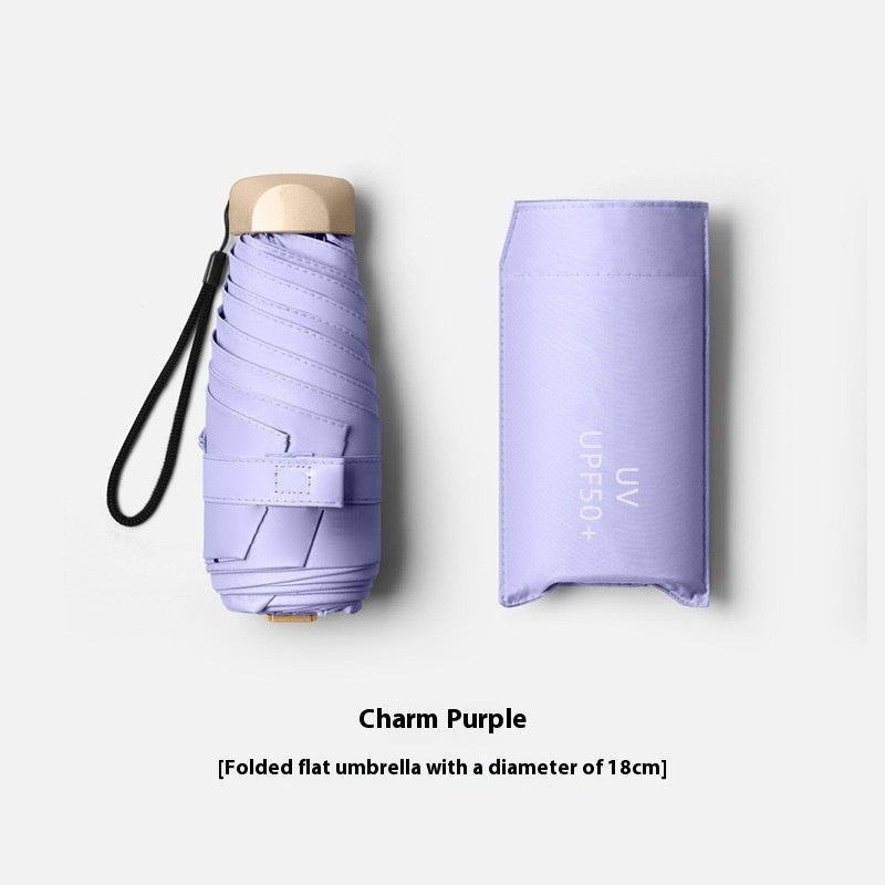 Flat Five-fold Six-bone Sun Protection Sunshade Mini Capsule Umbrella