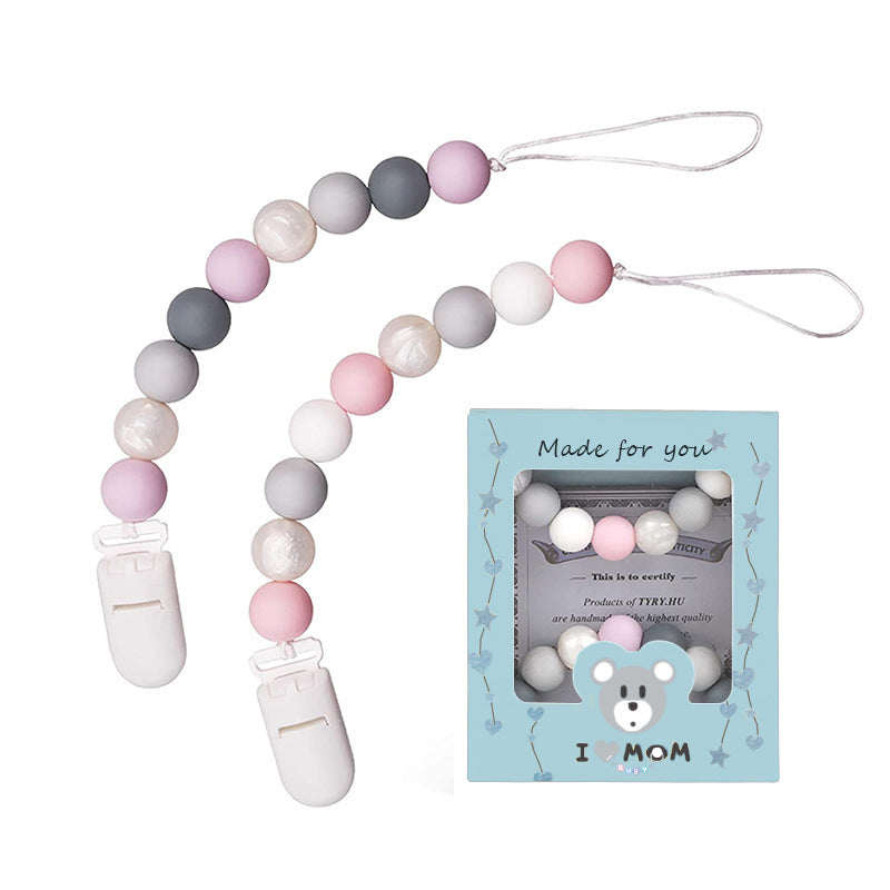 Unisex Beaded Silicone Pacifier Chain For Babies And Kids