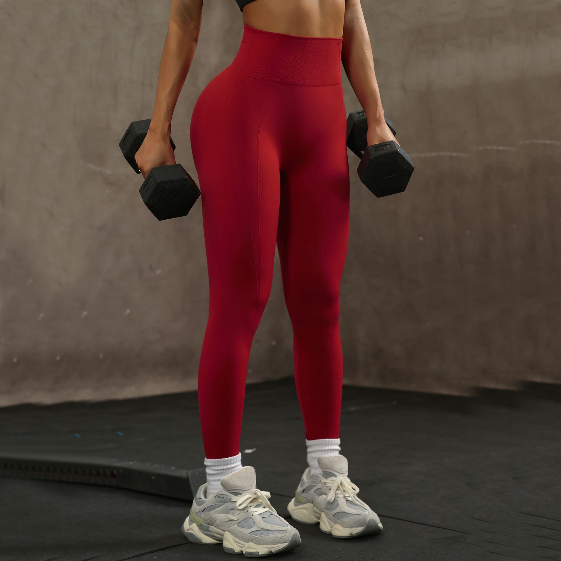 Women’s Wine Red Yoga Pants – Moisture-Wicking Nylon Spandex Trousers