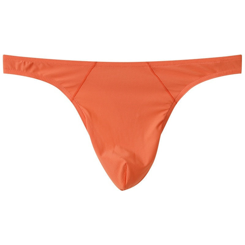 Mesh Men's Underwear  Ice Silk Thong Low Waist Big J Underwear
