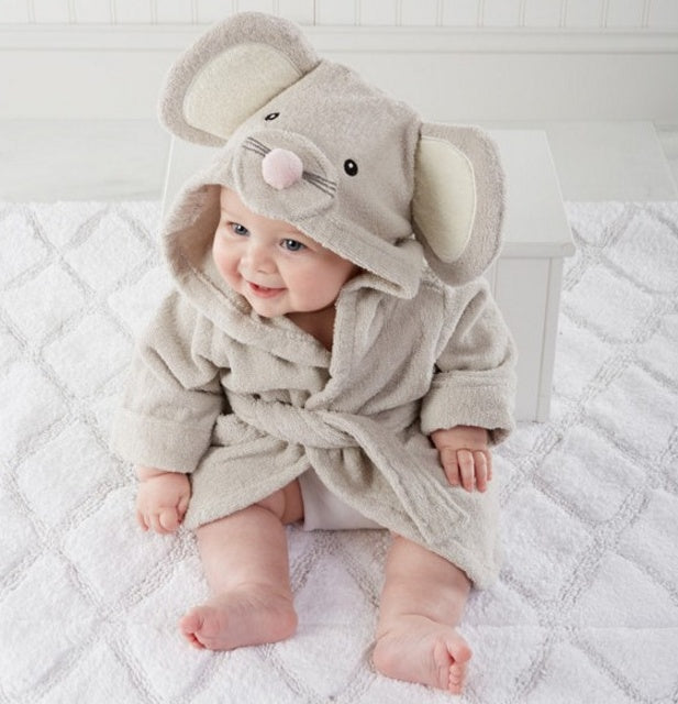 Unisex Hooded Cotton Baby Bathrobe Cartoon Relaxed Fit