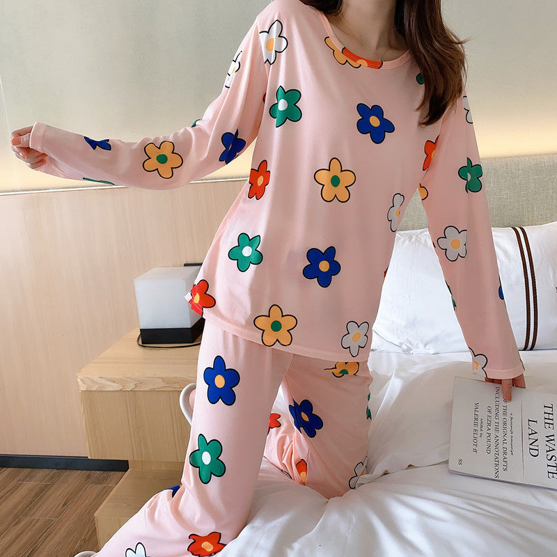 Cute Long-Sleeved Trousers Cartoon Student Pajamas Home Service Suit