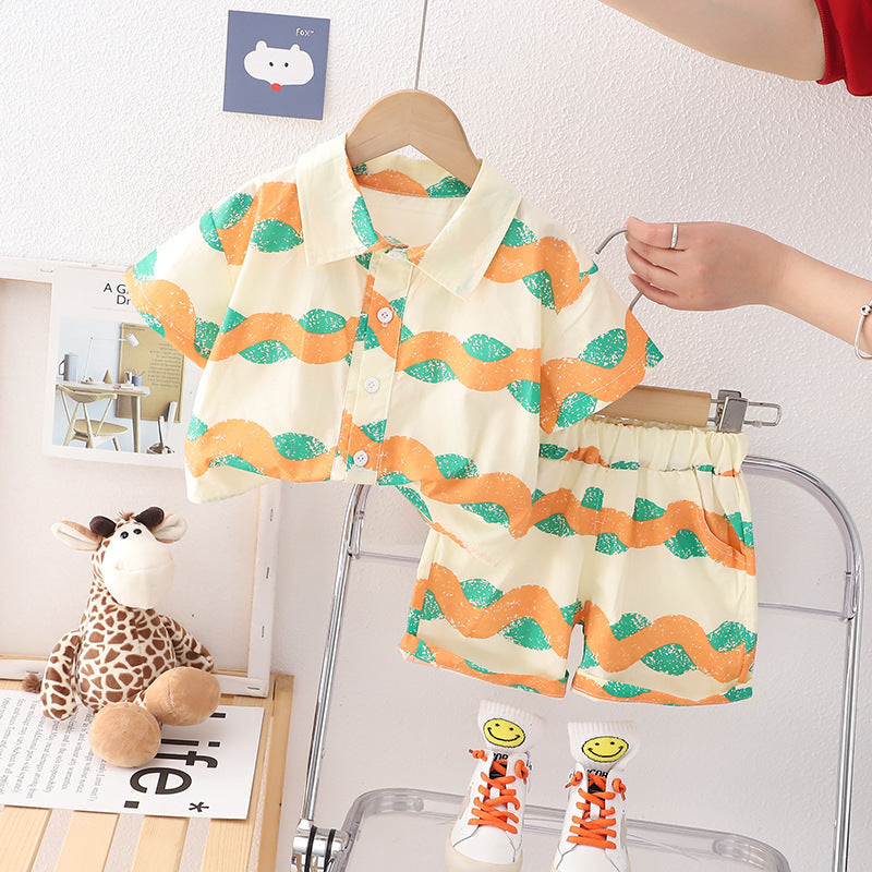 Beach Style Shirt Thin Holiday Shirt Casual Two-piece Suit