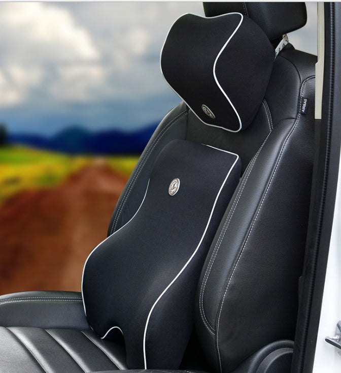 Memory Foam Car Lumbar & Neck Pillow Set – Slow Rebound, 4-Season