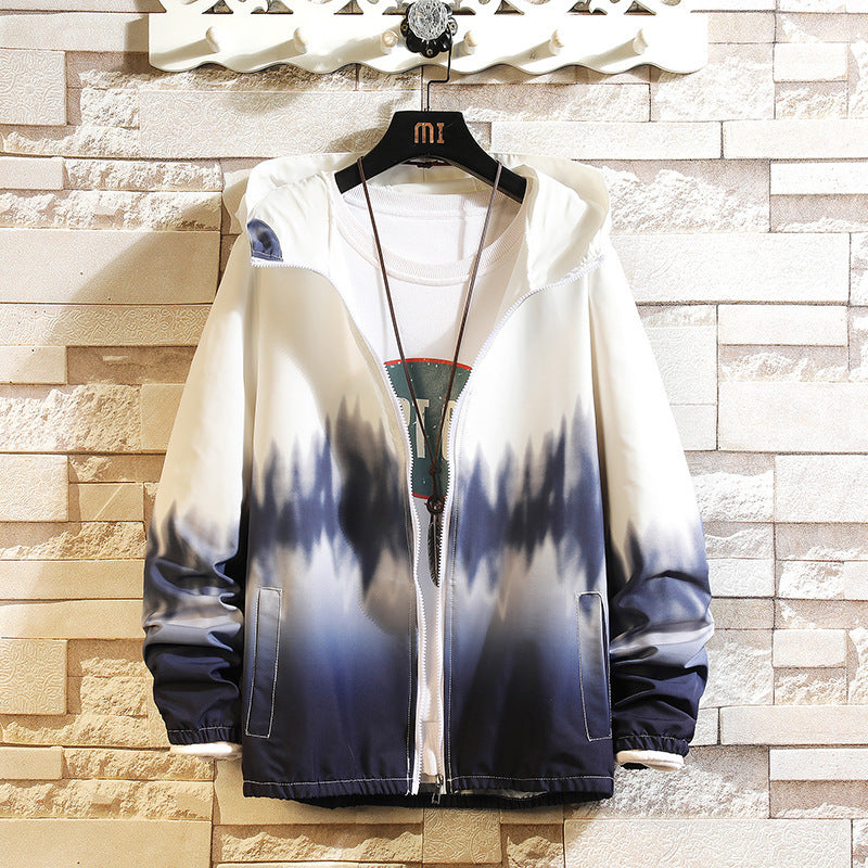 Gradient Couple Student Hooded Long-Sleeve Coat – Casual Sun Protection Jacket