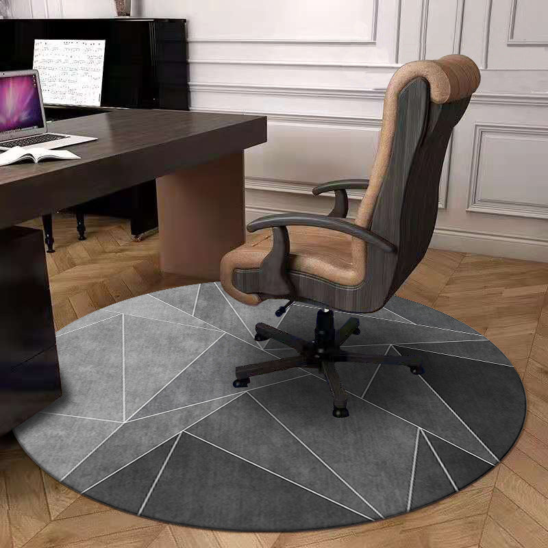 Round Geometric Office Carpet Pad – Dirt-Resistant Polyester Desk & Computer Mat