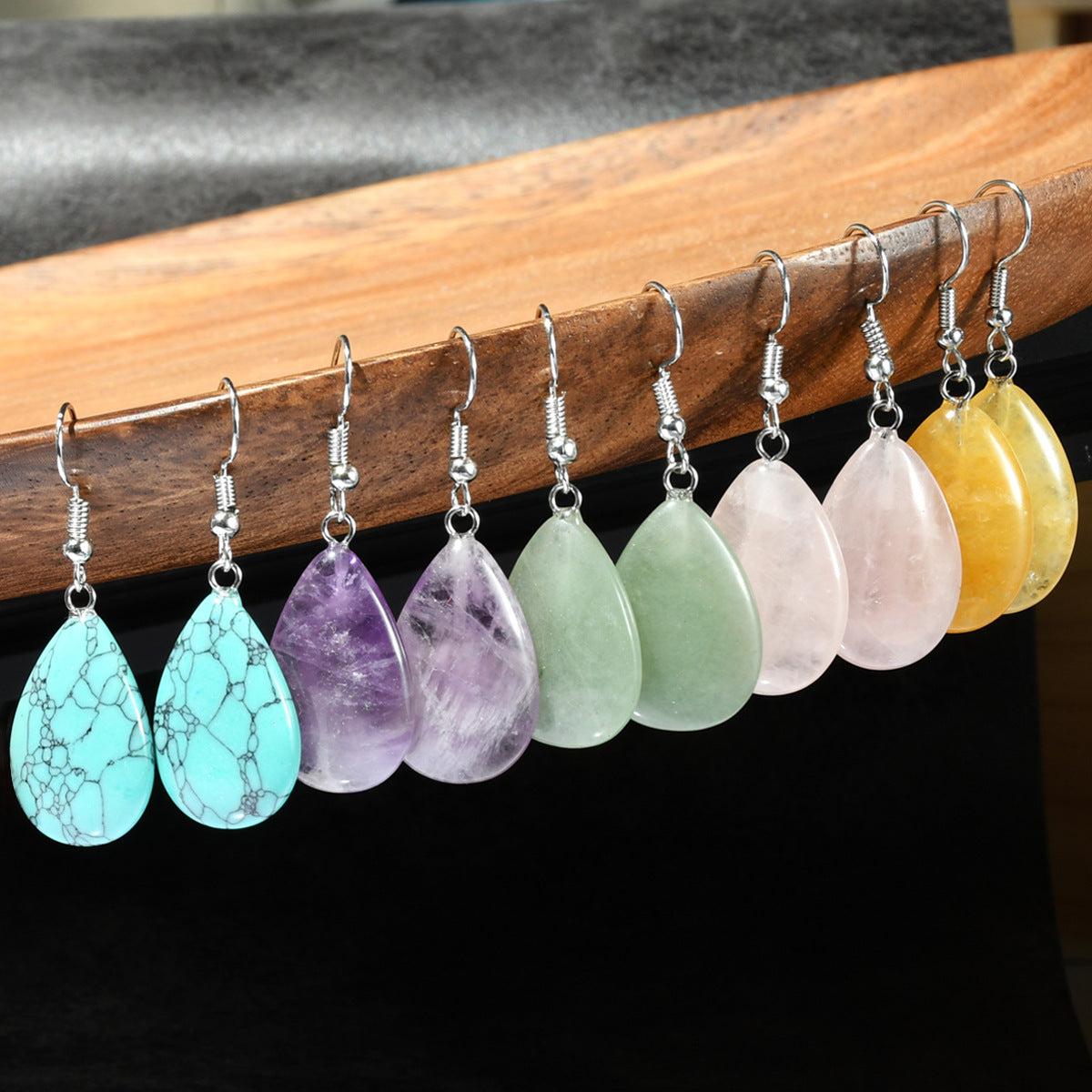 New Chinese Style Ornament Water Drop Natural Stone Earrings