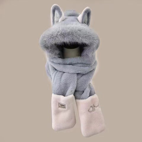 Winter Warm Cartoon Plush Bonnet for Women – Ear Protection Cozy Hat
