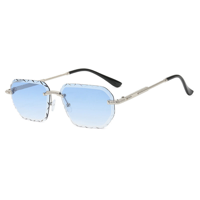 Frameless Square Metal Sunglasses for Women – Small Frame Trendy Eyewear
