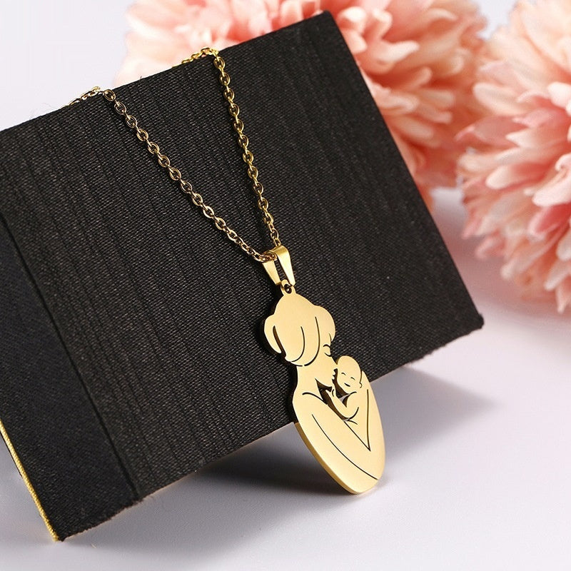 Mother And Baby Stainless Steel Women's Necklace Pendant