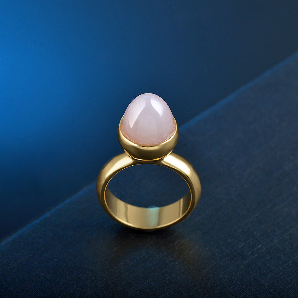 European And American Rings Cross-border Jewelry Natural  Crystal Aventurine