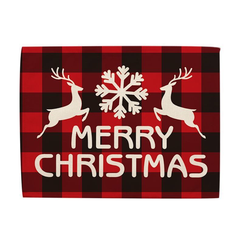 Christmas Series Cotton And Linen Placemat Dining Table Cushion Heat Proof Mat Anti-scald