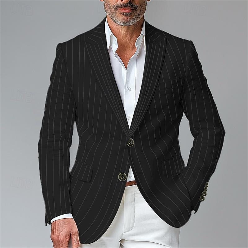 Slim Fit Plaid Blazer Men's Classic Polyester Blend Jacket
