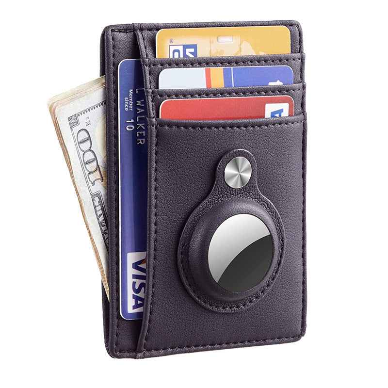 Slim Leather Card Holder For Men Plain Pattern Anti Theft