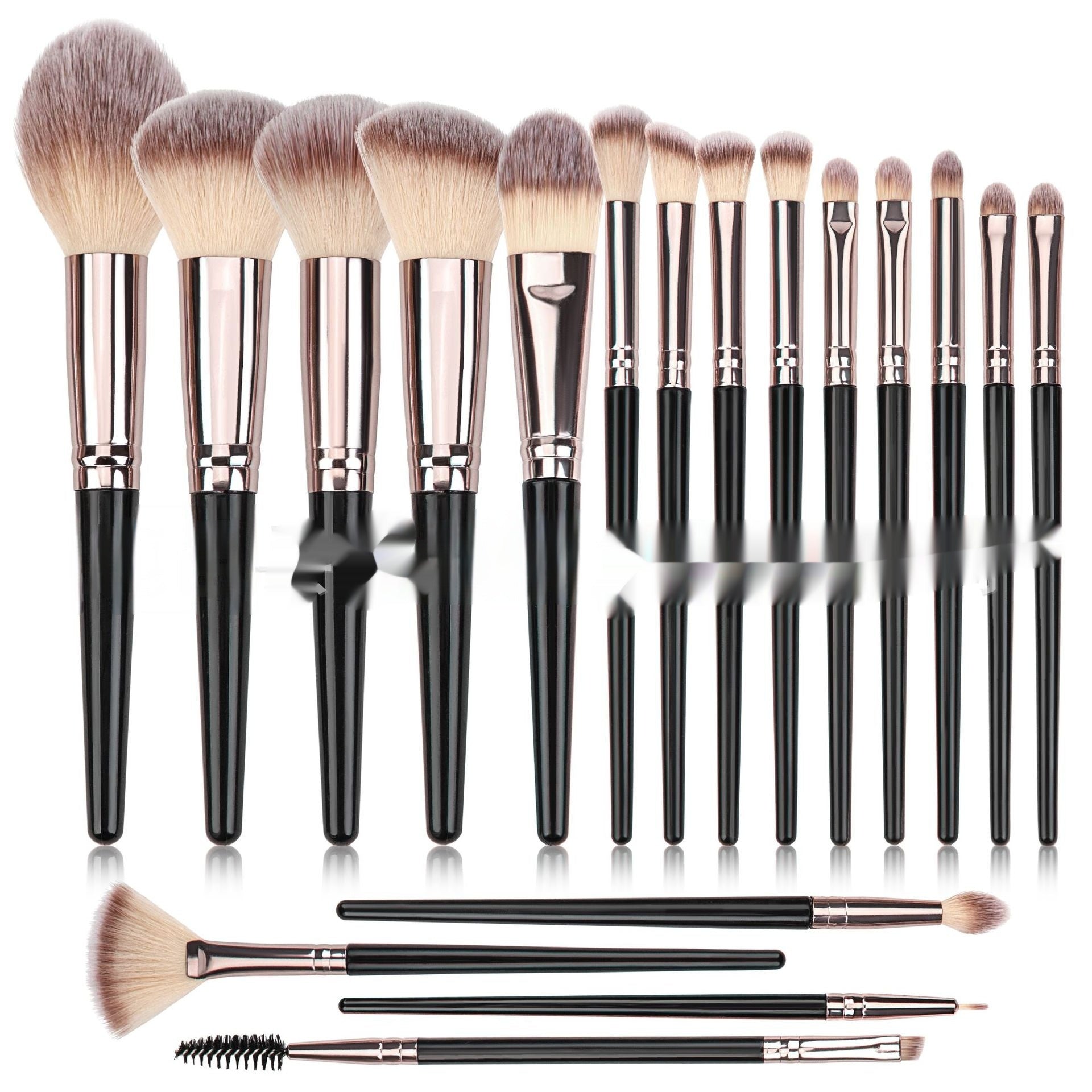 Makeup Brush Set – Professional Black Collection with Multiple Options (3, 10, 15, 18, or 20 Pieces)
