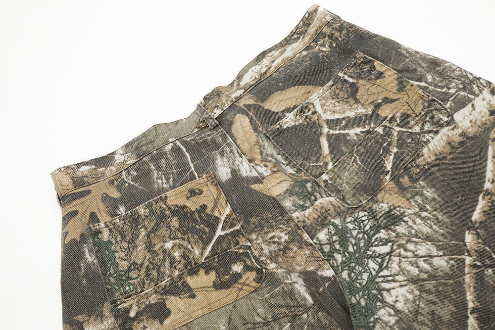 Men's Camouflage Leaf Cargo Shorts Cotton Regular Fit