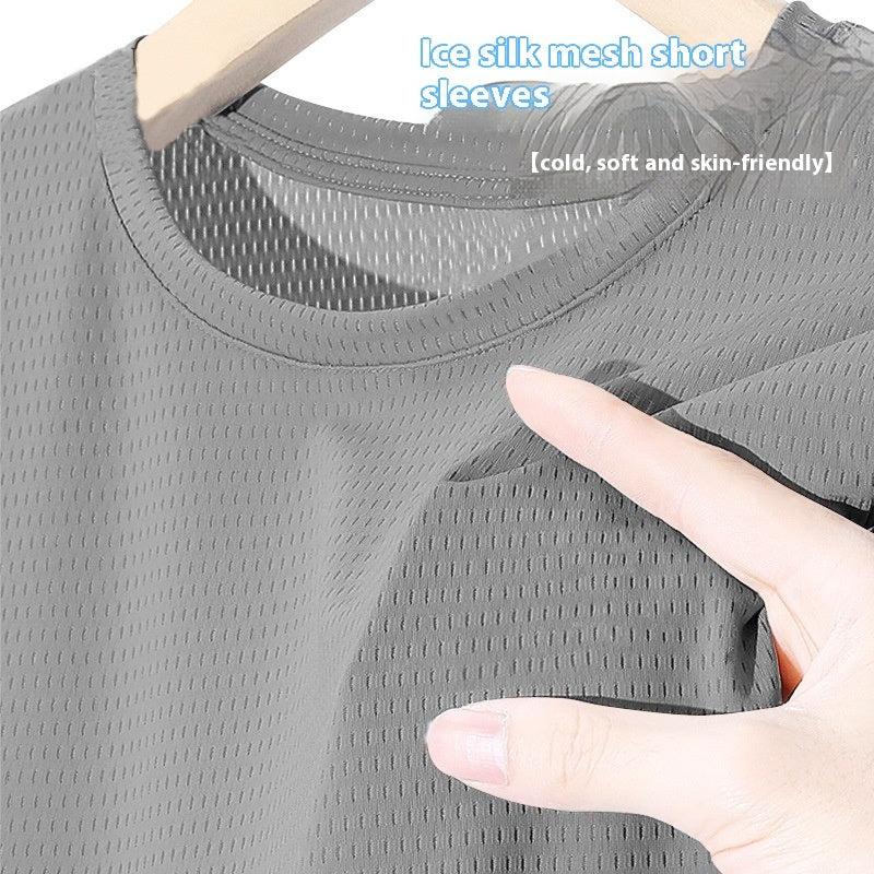 Ice Silk Mesh Short Sleeve Sports Casual