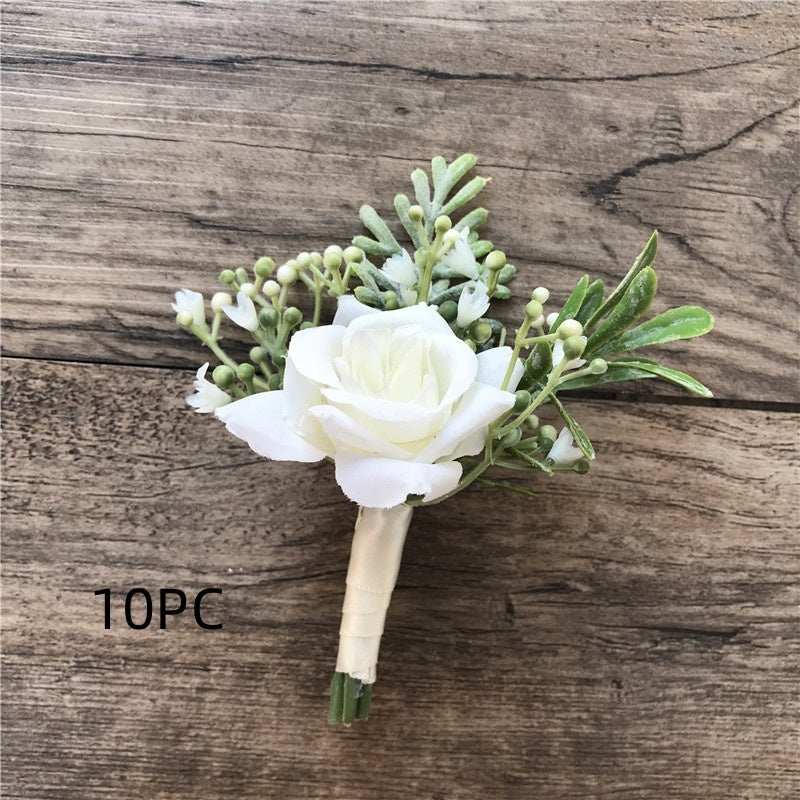 Korean Fabric Bride And Groom Corsage Rose Small Buds Silk Flower Before Marriage