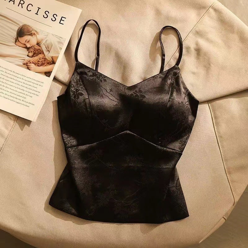 Fashion Jacquard Satin Camisole For Women