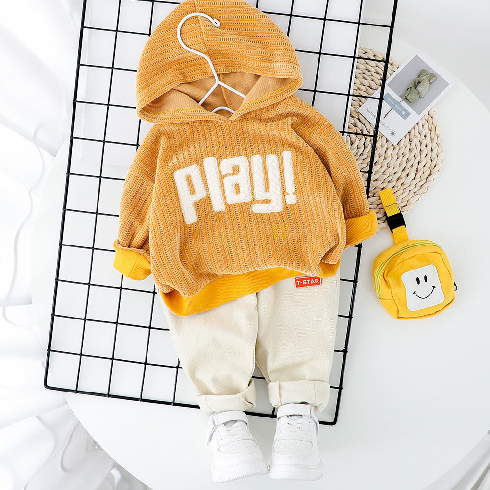 Long-sleeved Trousers And Hooded Sweater Baby Two-piece Suit