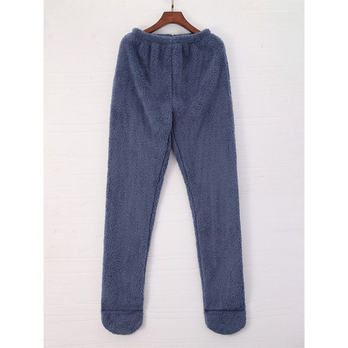 Women’s Winter Coral Fleece Leggings – Warm Pajama Pants with Ankle & Knee Guard for Home