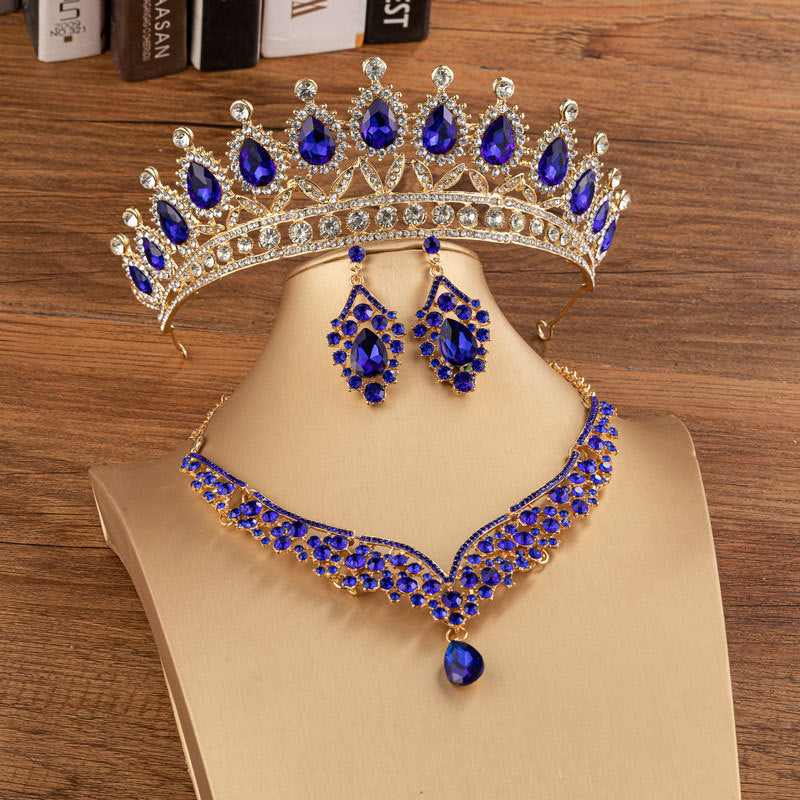 Bridal Crown Wedding Alloy Diamond Crown with Elegant Rhinestone Headdress Set