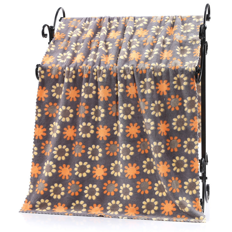 Printed Cartoon Soft Coral Fleece Bath Towel
