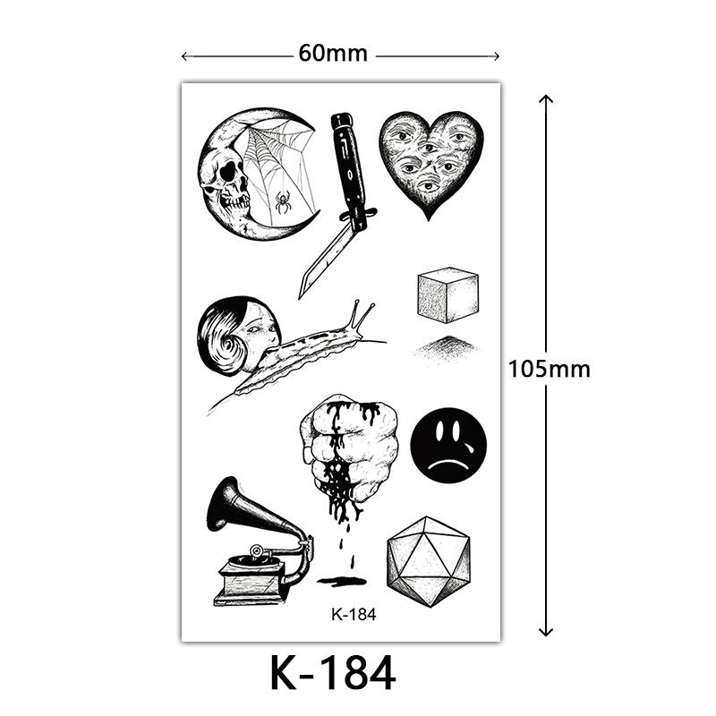 Tattoo Stickers – English Letters, Flowers, Butterfly Sketch Lines, Waterproof Temporary Tattoo