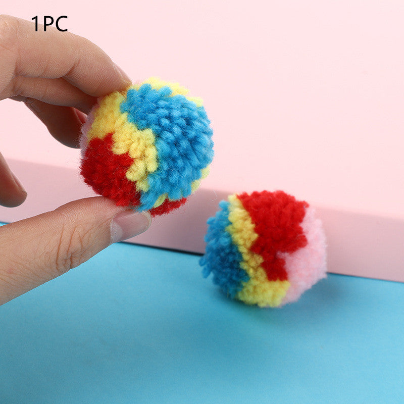 Cat Toy Rainbow Hair Ball Toy Ball Color