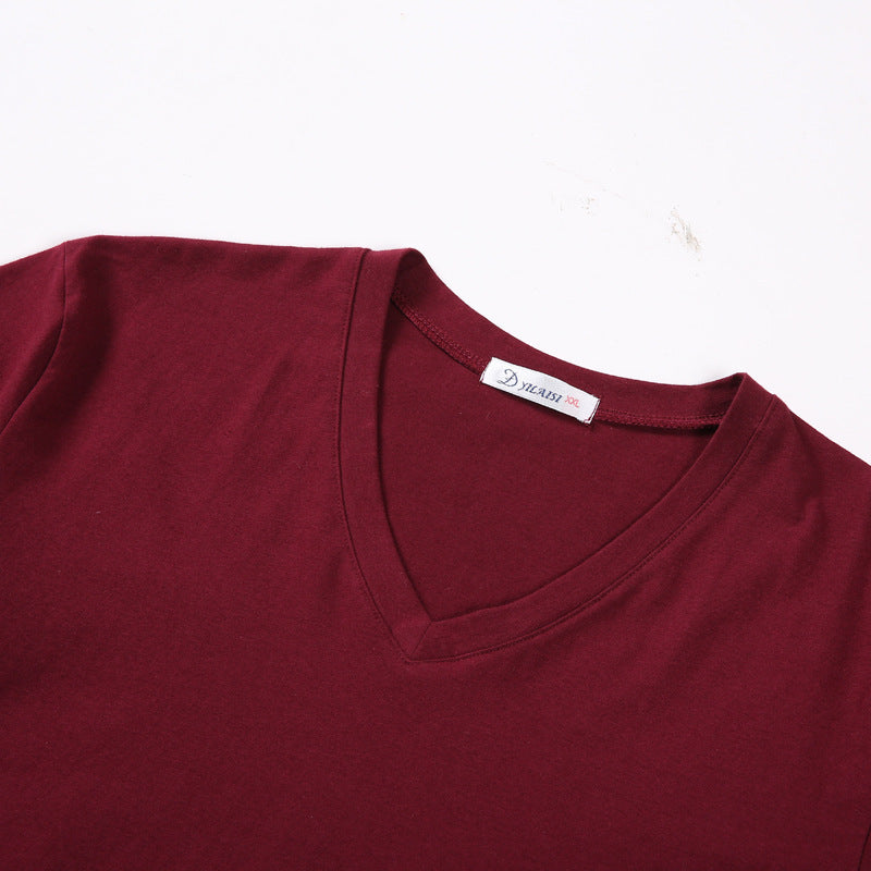 Fashion Casual Solid Color V-neck Men's T-shirt