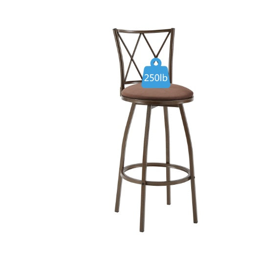 Set of 2 Brown Country-Style Industrial Bar Stools with Footrest