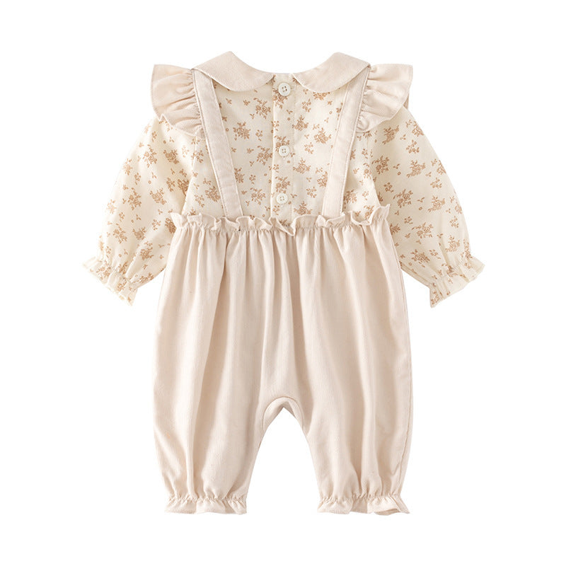 Baby Spring and Autumn Romper – Cute Lady Onesie Jumpsuit with Fake Two-Piece Design for Infant Girls (Hundred Days Outfit)