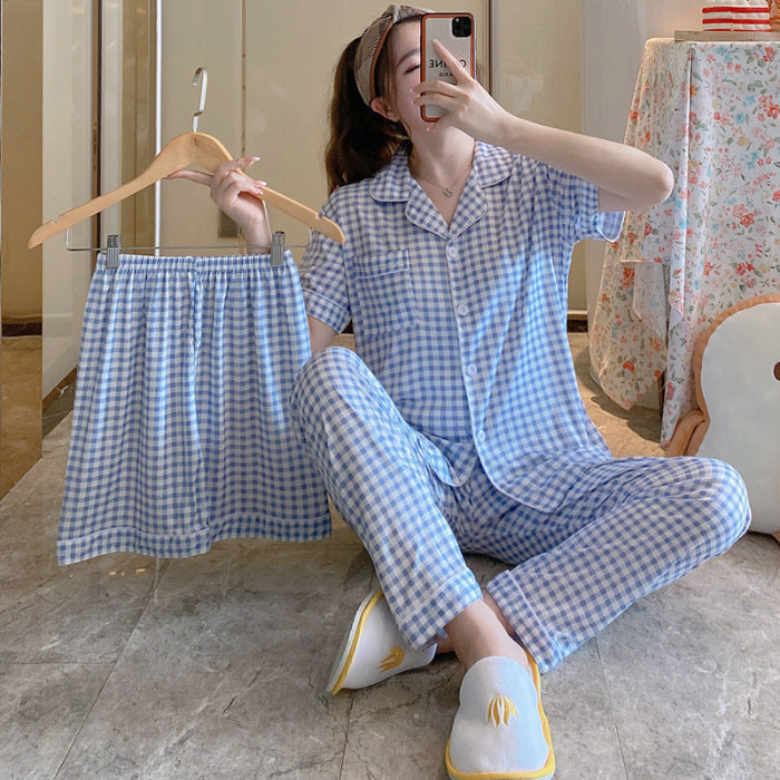 Womens Milk Silk Fruit Print Pajamas Short Sleeve Relaxed