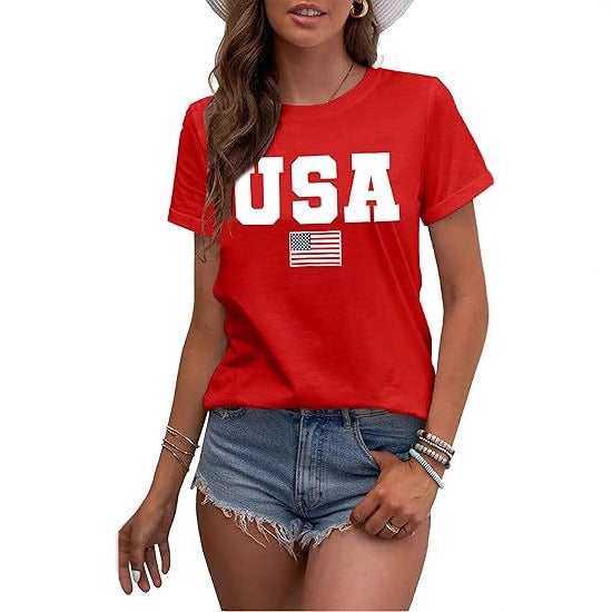 3D Digital Printing American Flag Women T-shirt