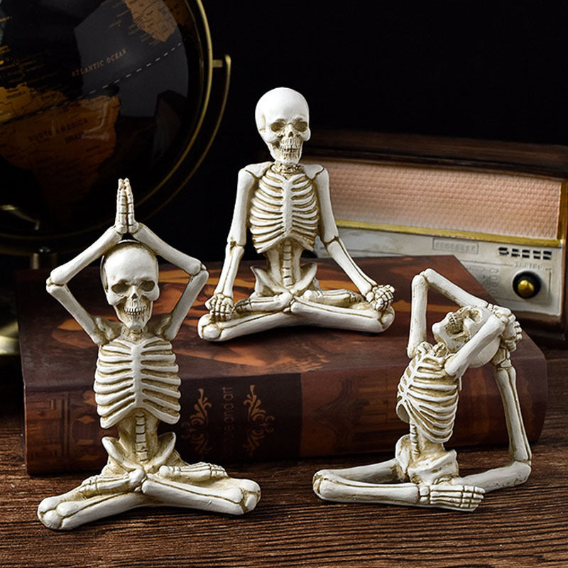 Resin Skull Yoga Desk Decoration Halloween Ornament