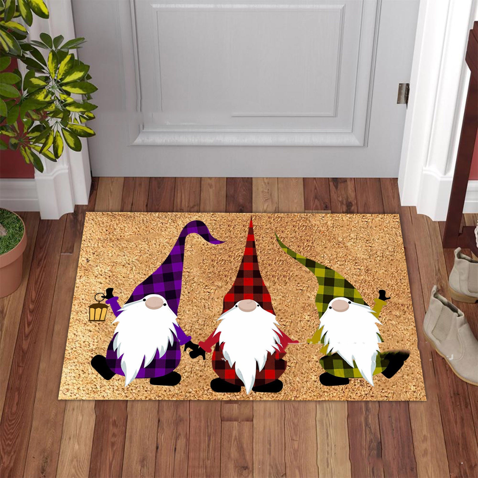 Christmas Series Flannel Floor Mat Non-slip Fluffy Carpet