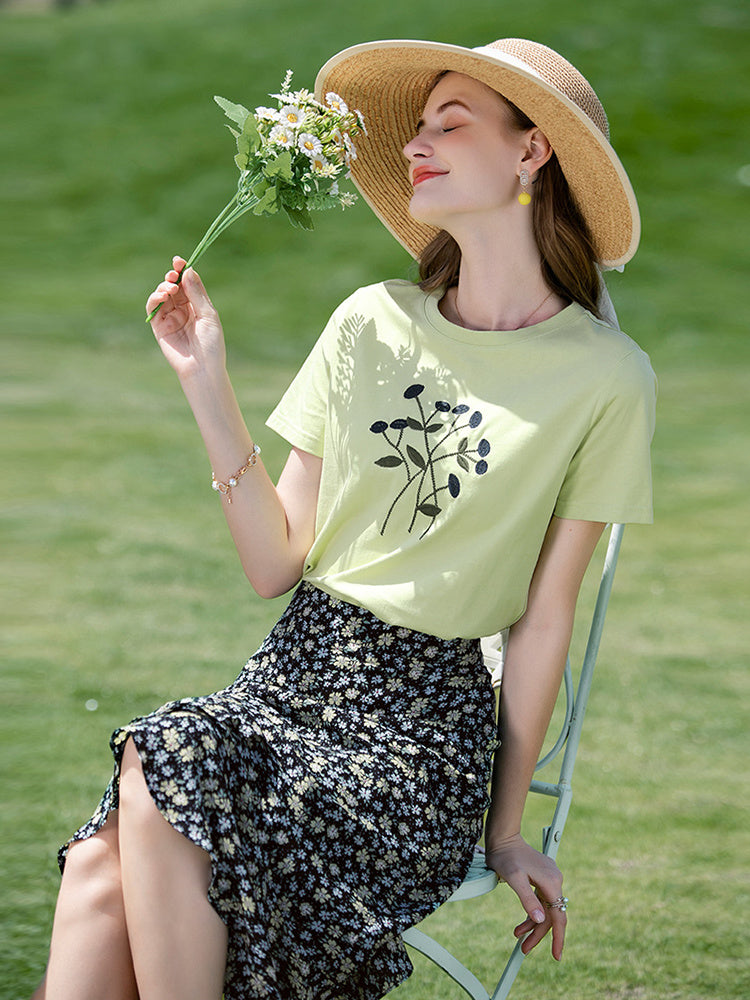 Fashion Cotton Short Sleeve T-shirt Woman